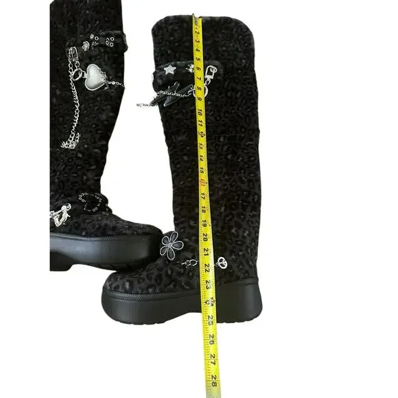 T-Pain x Crocs Wmns Classic Unfurgettable Knee High Boot Leopard size 10 New